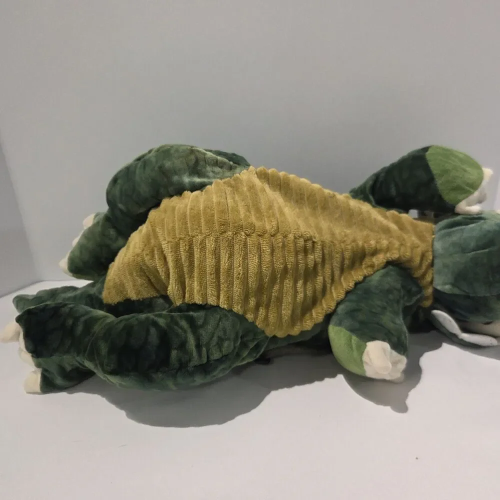 Triceratops Green Stuffed Animal Plush Dino Purse Bag Two Straps